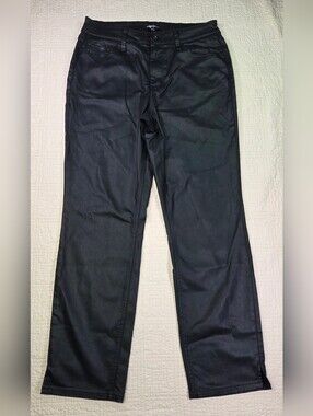 Edgely by Maurices Black Faux Leather Pants - Slim Straight Size 14
